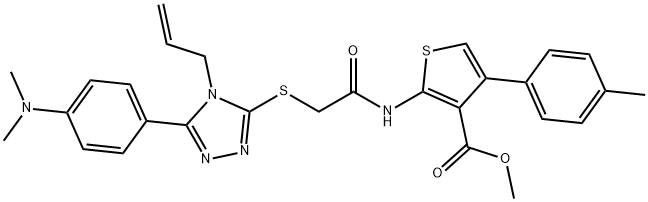 methyl 2-(2-((4-allyl-5-(4-(dimethylamino)phenyl)-4H-1,2,4-triazol-3-yl)thio)acetamido)-4-(p-tolyl)thiophene-3-carboxylate Structure