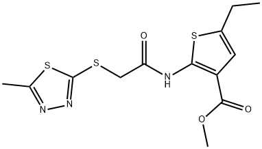 methyl 5-ethyl-2-(2-((5-methyl-1,3,4-thiadiazol-2-yl)thio)acetamido)thiophene-3-carboxylate Struktur