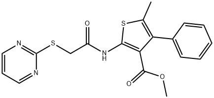 methyl 5-methyl-4-phenyl-2-(2-(pyrimidin-2-ylthio)acetamido)thiophene-3-carboxylate Structure