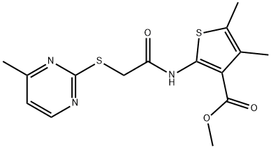 methyl 4,5-dimethyl-2-(2-((4-methylpyrimidin-2-yl)thio)acetamido)thiophene-3-carboxylate Struktur