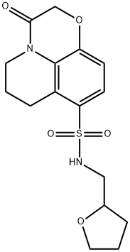 3-oxo-N-((tetrahydrofuran-2-yl)methyl)-3,5,6,7-tetrahydro-2H-[1,4]oxazino[2,3,4-ij]quinoline-8-sulfonamide Struktur