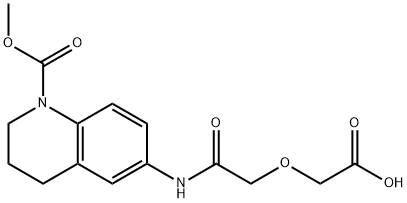 (2-{[1-(methoxycarbonyl)-1,2,3,4-tetrahydro-6-quinolinyl]amino}-2-oxoethoxy)acetic acid Struktur