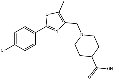 1-((2-(4-chlorophenyl)-5-methyloxazol-4-yl)methyl)piperidine-4-carboxylicacid Struktur