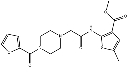 methyl 2-(2-(4-(furan-2-carbonyl)piperazin-1-yl)acetamido)-5-methylthiophene-3-carboxylate Struktur