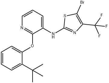 5-Bromo-N-(2-(2-(tert-butyl)phenoxy)pyridin-3-yl)-4-(trifluoromethyl)thiazol-2-amine Struktur