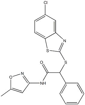 2-[(5-chloro-1,3-benzothiazol-2-yl)sulfanyl]-N-(5-methyl-1,2-oxazol-3-yl)-2-phenylacetamide Struktur