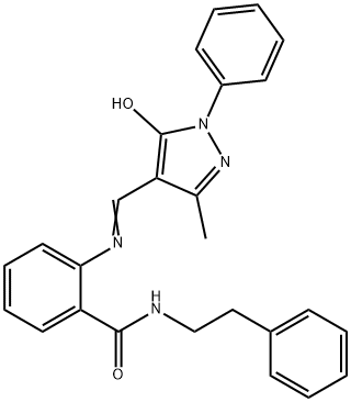 (E)-2-(((5-hydroxy-3-methyl-1-phenyl-1H-pyrazol-4-yl)methylene)amino)-N-phenethylbenzamide Structure