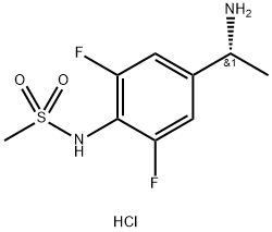 (R)-N-(4-(1-aminoethyl)-2,6-difluoro-phenyl)-methanesulfonamide hydrochloride Struktur