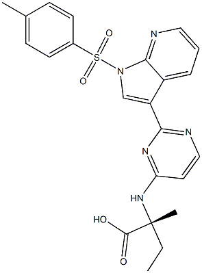 (R)-2-methyl-2-(2-(1-tosyl-1H-pyrrolo[2,3-b]pyridin-3-yl)pyrimidin-4-ylamino)butanoic acid Struktur