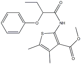 methyl 4,5-dimethyl-2-(2-phenoxybutanamido)thiophene-3-carboxylate Struktur