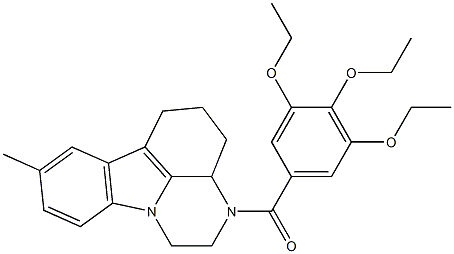 (8-methyl-3a,4,5,6-tetrahydro-1H-pyrazino[3,2,1-jk]carbazol-3(2H)-yl)(3,4,5-triethoxyphenyl)methanone Struktur