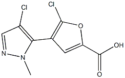 5-chloro-4-(4-chloro-1-methyl-1H-pyrazol-5-yl)furan-2-carboxylic acid Struktur