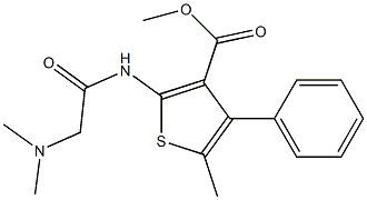 methyl 2-(2-(dimethylamino)acetamido)-5-methyl-4-phenylthiophene-3-carboxylate Struktur