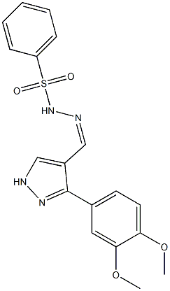 (Z)-N'-((3-(3,4-dimethoxyphenyl)-1H-pyrazol-4-yl)methylene)benzenesulfonohydrazide Struktur