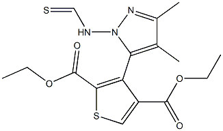 diethyl 3-methyl-5-(4-methyl-1H-pyrazole-1-carbothioamido)thiophene-2,4-dicarboxylate Struktur