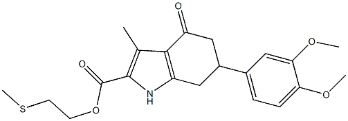 2-(methylthio)ethyl 6-(3,4-dimethoxyphenyl)-3-methyl-4-oxo-4,5,6,7-tetrahydro-1H-indole-2-carboxylate Struktur