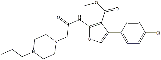 methyl 4-(4-chlorophenyl)-2-(2-(4-propylpiperazin-1-yl)acetamido)thiophene-3-carboxylate Struktur