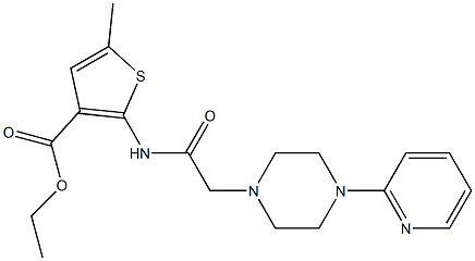 ethyl 5-methyl-2-(2-(4-(pyridin-2-yl)piperazin-1-yl)acetamido)thiophene-3-carboxylate Struktur