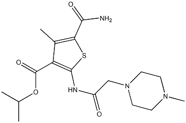 isopropyl 5-carbamoyl-4-methyl-2-(2-(4-methylpiperazin-1-yl)acetamido)thiophene-3-carboxylate Struktur