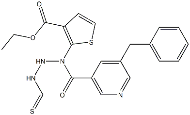 ethyl 5-benzyl-2-(2-nicotinoylhydrazinecarbothioamido)thiophene-3-carboxylate Struktur