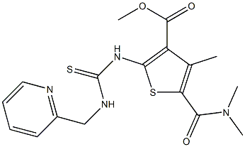 methyl 5-(dimethylcarbamoyl)-4-methyl-2-(3-(pyridin-2-ylmethyl)thioureido)thiophene-3-carboxylate Struktur