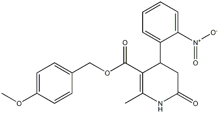 4-methoxybenzyl 2-methyl-4-(2-nitrophenyl)-6-oxo-1,4,5,6-tetrahydropyridine-3-carboxylate Struktur