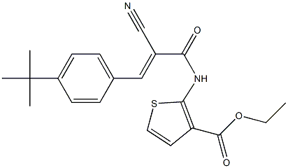 (E)-ethyl 2-(3-(4-(tert-butyl)phenyl)-2-cyanoacrylamido)thiophene-3-carboxylate Struktur