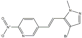 (E)-5-(2-(4-bromo-1-methyl-1H-pyrazol-5-yl)vinyl)-2-nitropyridine Struktur