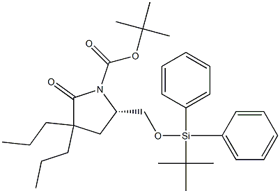 (S)-tert-butyl 5-((tert-butyldiphenylsilyloxy)methyl)-2-oxo-3,3-dipropylpyrrolidine-1-carboxylate Struktur