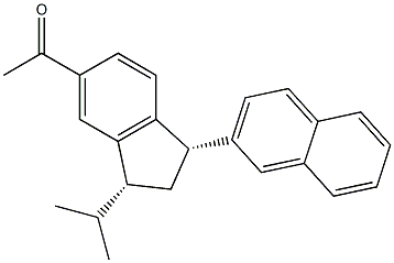 1-((1S,3R)-3-isopropyl-1-(naphthalen-2-yl)-2,3-dihydro-1H-inden-5-yl)ethanone Struktur