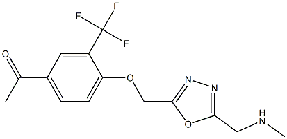 1-(4-((5-((methylamino)methyl)-1,3,4-oxadiazol-2-yl)methoxy)-3-(trifluoromethyl)phenyl)ethanone Struktur