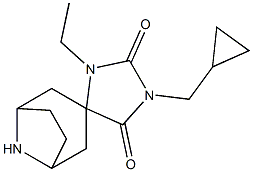 1'-(cyclopropylmethyl)-3'-ethyl-8-azaspiro[bicyclo[3.2.1]octane-3,4'-imidazolidine]-2',5'-dione Struktur