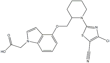 2-(4-((1-(4-chloro-5-cyanothiazol-2-yl)piperidin-2-yl)methoxy)-1H-indol-1-yl)acetic acid Struktur