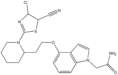 2-(4-(2-(1-(4-chloro-5-cyano-4,5-dihydrothiazol-2-yl)piperidin-2-yl)ethoxy)-1H-indol-1-yl)acetamide Struktur