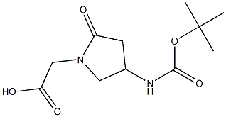 2-(4-(tert-butoxycarbonylamino)-2-oxopyrrolidin-1-yl)acetic acid Struktur