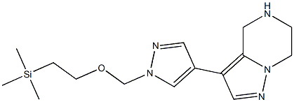 3-(1-((2-(trimethylsilyl)ethoxy)methyl)-1H-pyrazol-4-yl)-4,5,6,7-tetrahydropyrazolo[1,5-a]pyrazine Struktur