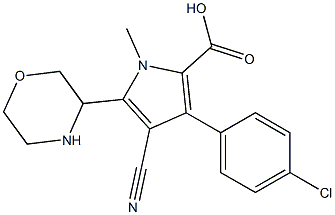 3-(4-chlorophenyl)-4-cyano-1-methyl-5-(morpholin-3-yl)-1H-pyrrole-2-carboxylic acid Struktur