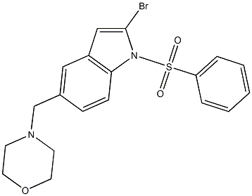 4-((2-bromo-1-(phenylsulfonyl)-1H-indol-5-yl)methyl)morpholine Struktur