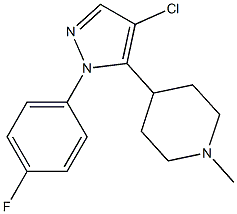 4-(4-chloro-1-(4-fluorophenyl)-1H-pyrazol-5-yl)-1-methylpiperidine Struktur