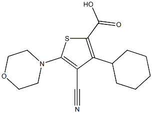 4-cyano-3-cyclohexyl-5-morpholinothiophene-2-carboxylic acid Struktur