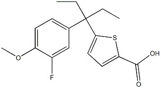 5-(3-(3-fluoro-4-methoxyphenyl)pentan-3-yl)thiophene-2-carboxylic acid Struktur