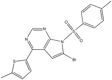 6-bromo-4-(5-methylthiophen-2-yl)-7-tosyl-7H-pyrrolo[2,3-d]pyrimidine Struktur