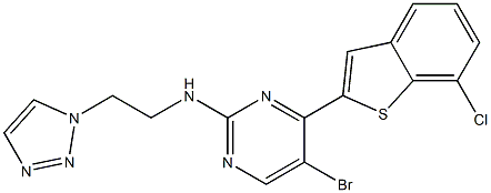 N-(2-(1H-1,2,3-triazol-1-yl)ethyl)-5-bromo-4-(7-chlorobenzo[b]thiophen-2-yl)pyrimidin-2-amine Struktur