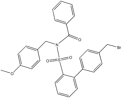 N-(4'-(bromomethyl)biphenyl-2-ylsulfonyl)-N-(4-methoxybenzyl)benzamide Struktur