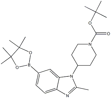 tert-butyl 4-(2-methyl-6-(4,4,5,5-tetramethyl-1,3,2-dioxaborolan-2-yl)-1H-benzo[d]imidazol-1-yl)piperidine-1-carboxylate Struktur