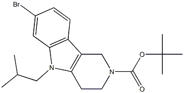 tert-butyl 7-bromo-5-isobutyl-3,4-dihydro-1H-pyrido[4,3-b]indole-2(5H)-carboxylate Struktur