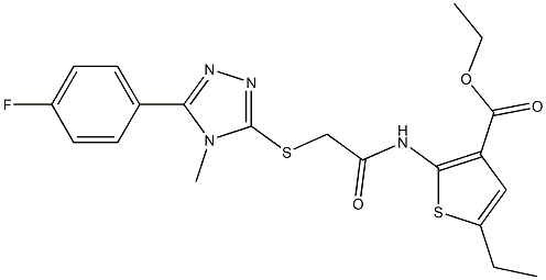 ethyl 5-ethyl-2-(2-((5-(4-fluorophenyl)-4-methyl-4H-1,2,4-triazol-3-yl)thio)acetamido)thiophene-3-carboxylate Structure