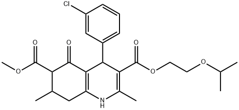 3-(2-isopropoxyethyl) 6-methyl 4-(3-chlorophenyl)-2,7-dimethyl-5-oxo-1,4,5,6,7,8-hexahydroquinoline-3,6-dicarboxylate Struktur