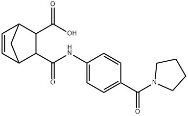 3-((4-(pyrrolidine-1-carbonyl)phenyl)carbamoyl)bicyclo[2.2.1]hept-5-ene-2-carboxylic acid Struktur