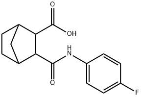 3-((4-fluorophenyl)carbamoyl)bicyclo[2.2.1]heptane-2-carboxylic acid Struktur